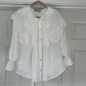 Zara white frilly blouse